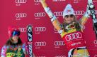 Während Maria Riesch einen Podestplatz verpasste, gewann ihre Freundin Lindsey Vonn nicht nur das Super G-Rennen in Tarvisio, Italien, sondern auch den Gesamtweltcup in der Disziplin. Zweite in Italien wurde Vonns Teamkollegin Julia Mancuso. Foto: dapd