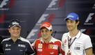 Drei Brasilianer, kein Titelanwärter: Rubens Barrichello (l-r), Felipe Massa und Bruno Senna. Foto: Fernando Bizerra Jr Foto: dpa