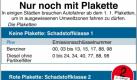 In einigen deutschen Städten sind Umweltzonen ausgewiesen. Innerhalb dieser Zonen dürfen nur Autos mit einer entsprechenden Plakette fahren. Die Grafik zeigt, wo sich die Emissionsnummer des Wagens findet und welche Nummer zu welcher Plakette berechtigt.
 Foto: dpa