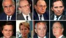 
Akteure der Wiedervereinigung (oben v.l.): Bundeskanzler Helmut Kohl, DDR-Ministerpräsident Lothar de Maizière, Außenminister Hans-Dietrich Genscher und Kanzleramtschef Wolfgang Schäuble; unten v.l.: DDR-Staatssekretär Günther Krause, Volkskammer-Präsidentin Sabine Bergmann-Pohl, Sowjet-Präsident Michail Gorbatschow, US-Präsident George Bush. Foto: dpa