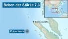 Vor der Küste Sumatras in Indonesien hat sich ein Erdbeben der Stärke 7,3 ereignet. Karte: Stepmap.de Foto: dpa