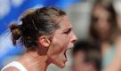 Andrea Petkovic schreit ihre Freude über den Sieg heraus. In der Relegation des FED-Cup im Tennis in Frankfurt/Main steht es zwischen Deutschland und Frankreich nun 1:1. Foto: dpa