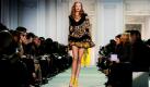 Ein Model präsentiert eine Kreation von Just Cavalli auf der Fashion Week in Mailand. Foto: ap