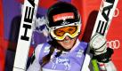 Die Österreicherin Elisabeth Görgl zeigt ihre Freude über ihre Goldmedaille im Super-G der Frauen beim Ski-Weltcup in Garmisch-Partenkirchen. Foto: dapd