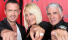 Die Jury der Casting-Show X-Factor, Till Brönner (l-r), Sarah Connor und Georg Glueck. Foto: dpa