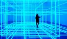 Eine Galeriemitarbeiterin steht in der Installation des Künstlers Antony Gormley mit dem Namen Breathing Room III in London. Foto: ap