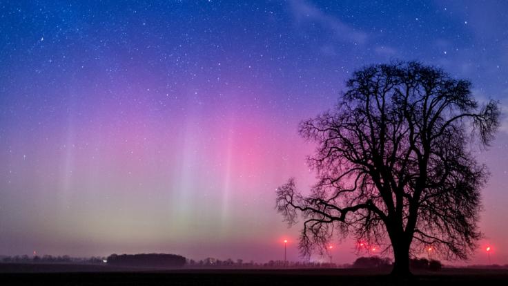 Polarlichter sorgen für ein Farbspektakel am Nachthimmel.