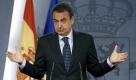 Spanish President Jose Luis Rodriguez Zapatero delivers a speech during delivers a speech during a press conference held after his meeting with the head of the Basque autonomous government, Juan Jose Ibarretxe, at Moncloa Presidencial Palace in Madrid, Spain, 20 May 2008. Zapatero stated that 'things were clear' between them after the meeting and that Euskadi needs to foment the cohabitation and understanding in order to have a good relationship with the national government. Foto: dpa