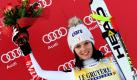Anna Fenninger aus Österreich hat einen Treppenplatz beim Ski-Weltcup im Super-G in Cortina d'Ampezzo, Italien, ergattert. Erste wurde die US-Amerikanerin Lindsey Vonn, Schwedens Anja Pearson erkämpfte sich den zweiten Rang, Fenninger wurde Dritte. Foto: dpa