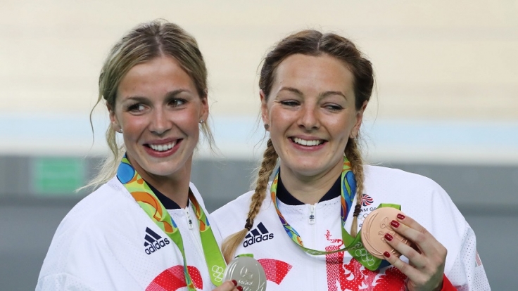 Bronze- und Silbermedaillengewinnerinnen Katy Marchant (r) und Rebecca James (l).