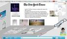 Der news.de-Avatar befindet sich gerade bei der New York Times und spaziert durch die verschiedenen Ressorts. Eine Karte oben rechts im Bild hilft bei der Navigation des Avatars. Foto: yoowalk.com