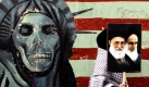 Eine iranische Studentin hält ein Plakat von Ayatollah Ali Khamenei, dem geistigen Oberhaupt im Iran, und dem damaligen Führer der islamischen Revolution  Ayatollah Ruhollah Khameini. Sie nimmt an einer anti-amerikanischen Demonstration teil. Foto: dpa