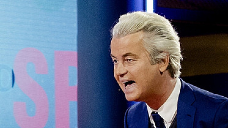 Der niederländische Rechtspopulist Geert Wilders spricht am 14.03.2017 in Den Haag (Niederlande) während des letzten TV-Duells vor den Parlamentswahlen. In den Niederlanden wird am 15. März ein neues Parlament gewählt.