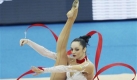 Anna Bessonova aus der Ukraine und ihre Performance bei den Japan Rhythmic Gymnastics World Championships. Foto: ap