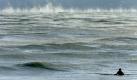 Winzig wirkt dieser Surfer auf dem Lake Michigan in den USA. Foto: ap