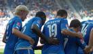 Tänzchen für die Sieger: Für die Spieler der TSG Hoffenheim war es ein angenehmer Nachmittag. Auch beim Tor-Tanz machten Mlapa, Beck und Co. eine gute Figur. Foto: dpa