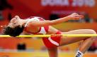 Die Kroatin Blanka Vlasic beim Sprung in der ersten Qualifikationsrunde der IAAF Leichtathletik-Weltmeisterschaft in Doha, Katar. Foto: dpa
