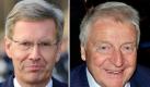 Die BW-Bank hat bestätigt, dass der Unternehmer Egon Geerkens (r) den Kontakt für Wulffs Kreditgeschäft herstellte. Foto: Tim Brakemeier/AEDT.de  Foto: dpa
