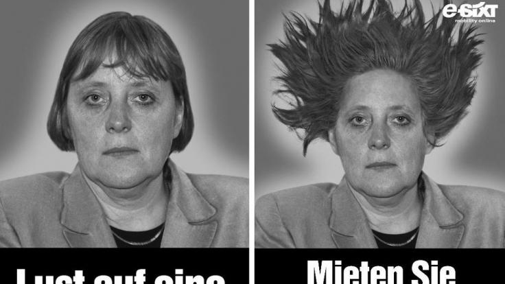 Angela Merkel reagierte auf diese Werbung sehr gelassen. Sixt solle sie doch mal auf eine Cabrio-Fahrt einladen war ihr selbstironischer Kommentar.