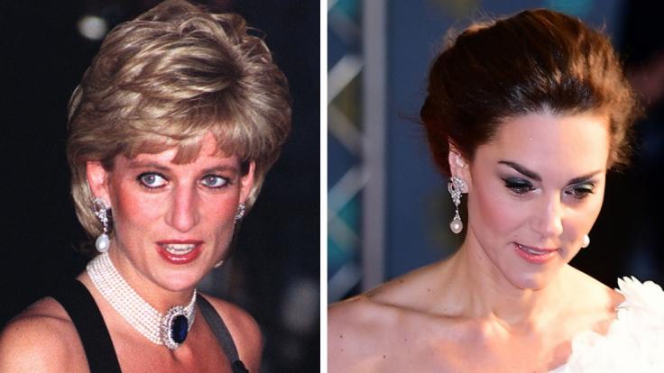 Mit einer ganz besonderen Hommage an Prinzessin Diana ehrte Herzogin Kate die verstorbene Lady Di. Beide tragen das gleiche Paar Ohrringe.