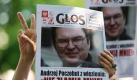 Während des Prozesses gegen Andrzej Poczobut, einem Korrespondenten der polnischen Zeitung Gazeta Wyborcza, demonstrieren Aktivisten vor dem Gerichtsgebäude in Grodno, Weißrussland, mit Porträts des Journalisten. Darunter ist zu lesen: Ihr kriegt mich nicht unter! Poczobut wird beschuldigt, den weißrussischen Präsidenten verunglimpft zu haben. Bis zu vier Jahre Haft drohen ihm im Falle einer Schuldigsprechung. Foto: dpa