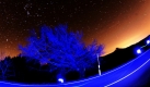 Der Sternenhimmel bei Freiburg. Die Aufnahme ist mit einer Langzeitbelichtung von 73 Sekunden entstanden. Der Baum wurde dabei mit mehreren blaufarbigen Blitzen vom Fotografen angeleuchtet. Foto: dpa