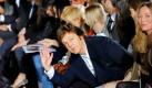 Der britische Sänger Paul McCartney wartet im Publikum auf den Beginn der Modenschau für den Herbst und Winter 2012 in Paris. Dort wird seine Tochter Stella ihre Kollektion vorstellen. Foto: dapd