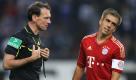 Entnervt dreht Bayern-Kapitän Philipp Lahm vor Florian Meyer ab. Der Schiedsrichter des Jahres 2009 leitet im niedersächsischen Burgdorf eine Kanzlei. Foto: dapd