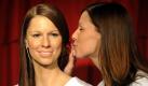 Die österreichische Sängerin Christina Stürmer (rechts) knutscht im Madame Tussauds in Berlin ihr gelungenes zweites Ich aus Wachs. Stürmer befindet sich gerade auf Promotiontour und wollte ihr Pendant in Berlin nicht auslassen. Foto: dapd