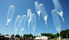 Südkoreanische und japanische Aktivisten entlassen Ballons mit Flugblättern in die Luft von Cheorwon, nahe der demilitarisierten Zone Südkoreas. Die Aktivisten schickten hunderte solcher Ballons in Richtung nordkoreanische Grenze, um so gegen Nordkoreas Diktator Kim Jong Il zu protestieren. Foto: ap