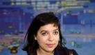 Corinne Wasmuth vor ihrem Gemälde «Flughafen Madrid» (Foto von 2004) Foto: dpa