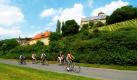 Der Main-Radweg bei Schloss Mainberg im Fränkischen Weinland. Die Frankenalb soll für Radfahrer attraktiver werden: Bei der Erkundung der Täler, Wälder, Fachwerkstädtchen und Burgen in der Gegend östlich und nordöstlich von Nürnberg sorgt ein neues und aufwendig gestaltetes Kartenset für Orientierung. Foto: dpa