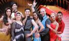 Die noch verbleibenden Paare Liliana Matthäus und Massimo Sinato (v.l.n.r.), Maite Kelly und Christian Polanc, Moritz A. Sachs und Melissa Ortiz-Gomez und Der Checker und Sarah Latton tanzen um den Einzug ins Halbfinale bei Let's Dance. Foto: dpa