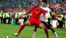 Portuguese player Bosingwa (front), fights for the ball with German player Michael Ballack, during their EURO 2008 Quarter Final match between Portugal and Germany at the St Jakob Park stadium, Basel, Switzerland 19 June 2008. EPA/ANTONIO COTRIM +please note UEFA restrictions particularly in regard to slide shows and 'No Mobile Services'+ +++(c) dpa - Bildfunk+++ Foto: dpa