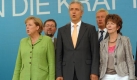 Angela Merkel machte Halt in Borna, Sachsen, und unterstützte damit kurz vor der Landtagswahl Ministerpräsident Stanislaw Tillich. Foto: dpa