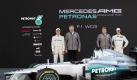 Der Rennwagen F1 W03 vom Team Mercedes AMG mit den Fahrern Nico Rosberg (l) und Michael Schumacher (r). Foto: Mercedes AMG Foto: dpa