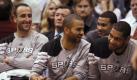 Manu Ginobili, Tony Parker und Tim Duncan (v.l.) gönnen sich eine unterhaltsame Pause. Foto: George Frey Foto: dpa