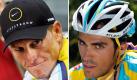 Lance Armstrong (links), siebenmaliger Sieger der Tour de France, gab sein Comeback 2009 ausgerechnet im Team Astana des Vorjahressiegers Alberto Contador und stellte damit die Hierachie auf den Kopf. In einer Ausreißergruppe beteiligte sich Armstrong aktiv an der Führungsarbeit, während sein Kapitän Contador abgehängt war. Ein No Go! Contador gewannn dennoch die Tour, Armstrong wurde Dritter. Foto: dpa