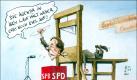 1. Karikatur-Preis für Mathias Hühn: Franz Müntefering in derGuillotine. Foto: Mathias Hühn