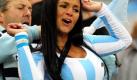 Schon mal auf den nächsten Gegner der Deutschen schauen: Argentinischer Fan. Foto: dpa