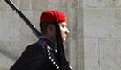 A pair of Evzones -- members of Greece's elite presidential guard -- complete their sentry duty in front of the Tomb of the Unknown Soldier in downtown Athens, Greece on 03 February 2010. The Greek Parliament building is in the background. The Greek government has promised to crackdown on widespread tax evasion in the country, which experts have long pointed to as one of the causes for the current deficit crisis in the east Mediterranean nation. The European Commission on Wednesday adopted Greece's fiscal cuts plan but placed the country under surveillance, while it decided to start procedures against Greece for failing to deliver credible fiscal statistics in the past. EPA/ORESTIS PANAGIOTOU +++(c) dpa - Bildfunk+++ Foto: dpa