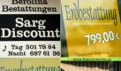 Die Bildkombo zeigt Angebote von Berliner Discount-Bestattern. Während die Branche mit sinkenden Umsätzen zu kämpfen hat, floriert das Geschäft mit Billiganbietern. Foto: dapd