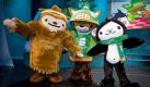 (L-R) Quatchi, Sumi und Miga, mascots for the Vancouver 2010 Olympic and Paralympic Winter Games, are unveiled 27 November 2007 before a live children's audience in Surrey, British Columbia, Canada. It is a tradition for each Olympic Games to have mascots that appeal to children and feature some identity of the host country. EPA/JEFF VINNICK / HO EDITORIAL USE ONLY (zu dpa-Korr. 'Traurig, schön, strahlend: Gesichter der Spiele') +++(c) dpa - Bildfunk+++ Foto: dpa