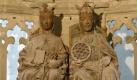Otto der Große (r) und seine Frau Editha im Dom Sankt Mauritius und Sankt Katharina in Magdeburg. Foto: dpa