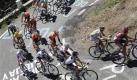Die Gruppe um Andy Schleck aus Luxemburg im Gelben Trikot strampelt den Pailheres-Pass auf der 14. Etappe der diesjährigen Tour de France hinauf.  Foto: ap