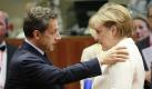 Frankreichs Präsident Sarkozy  und Kanzlerin Merkel beim jüngsten Gipfel der Staats- und Regierungschefs in Brüssel (Foto vom 24.6.2011). Foto: dpa