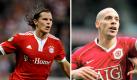 Zwei Riesen in der Innenverteidigung: Daniel van Buyten (l.) und Rio Ferdinand. Der Belgier van Buyten versucht die löchrige Bayern-Defensive zu ordnen und ist extrem torgefährlich. Rio Ferdinand schießt zwar kaum Tore, ist aber einer der besten Innenverteidiger der Welt. Foto: news/ dpa (Montage)