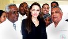 Wieder einmal beweist Schauspielerin Angelina Jolie, dass sie ein Herz für Kinder hat: Im haitianischen Dario Contreras Hospital besucht sie Kinder, die bei dem Erdbeben vom 12. Januar verletzt wurden. Foto: dpa