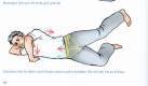 Übung in der Seitenlage:Auf einer Yogamatte auf die Seite legen, die Knie- und Hüftgelenke sind angewinkelt, der untere Arm liegt angewinkelt unter dem Kopf, der obere Arm ist aufgestützt, die Hand zeigt zum Brustbein. In dieser Stellung die Knie auf und ab bewegen. Eien Steigerung erreicht man, wenn das obere Bein nach hinten oben ausgestreckt wird und die Ferse kleine Kreise beschreibt. Seite wechseln.  Foto: news.de