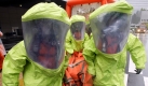 Südkoreanische Feuerwehrkräfte führen eine Übung für den Antiterrorschutz in einem Krankenhaus in Seoul aus. Foto: ap